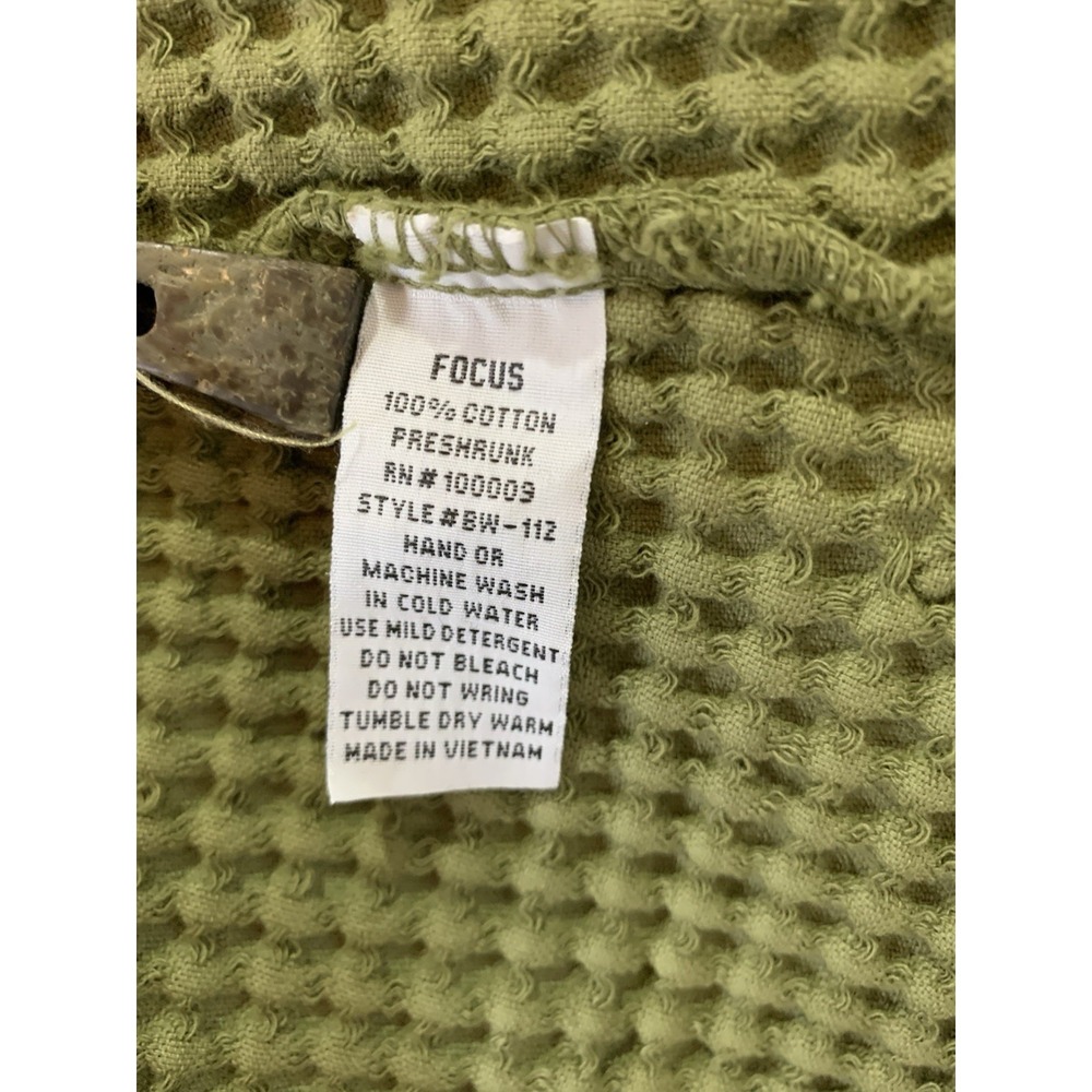 Focus Fashion Big Waffle Jacket Womens Large Olive Green 100% Cotton Lagenlook - Picture 10 of 10